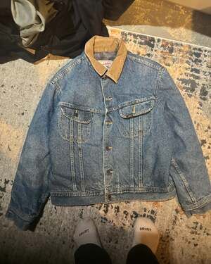 Vintage Lee Storm Rider Blanket Lined Denim Trucker Jacket Corduroy Collar